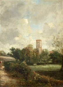 Thomas Churchyard (1798-1865) - An East Anglian Landscape with a Church Tower - 515518.8 - National Trust