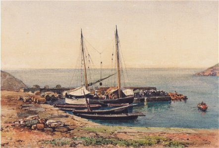 Thomas Ender - Kleiner Hafen mit Booten - ca1845