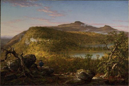 Thomas Cole - A View of the Two Lakes and Mountain House, Catskill Mountains, Morning (1844) - Google Art Project. Free illustration for personal and commercial use.