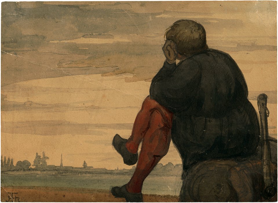 Hans Thoma - In die Ferne blickender Mann