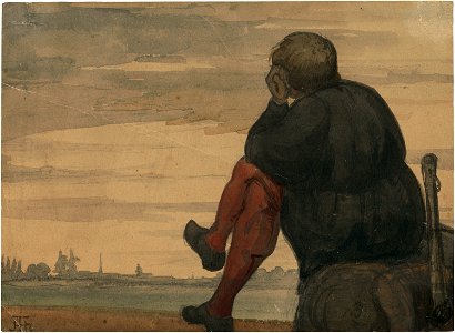 Hans Thoma - In die Ferne blickender Mann