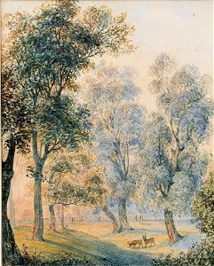 Thomas Ender (attr) Parklandschaft mit Rotwild