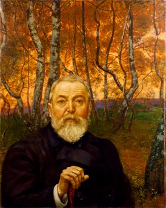 Hans Thoma - Selbstbildnis vor Birkenwald (1899)