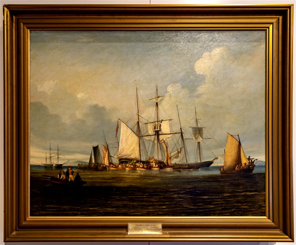 Thomas Baines-The 'Conch' in Table Bay landing Muslim volunteers and burghers on their return from the War of the Axes, 1847-0675