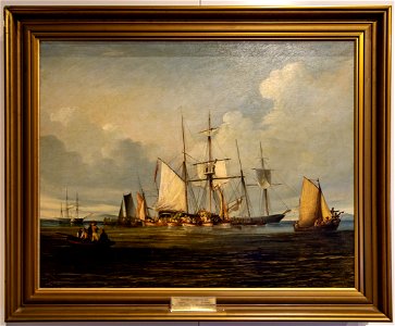 Thomas Baines-The 'Conch' in Table Bay landing Muslim volunteers and burghers on their return from the War of the Axes, 1847-0675