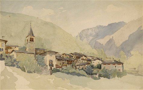 Thomas Ender Dorf in einer Gebirgslandschaft