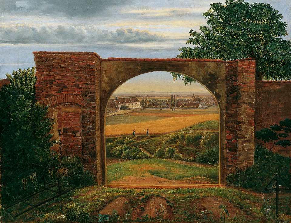 Thomas Ender - Das Friedhofstor (Friedhof bei Wien) - 6047 - Österreichische Galerie Belvedere