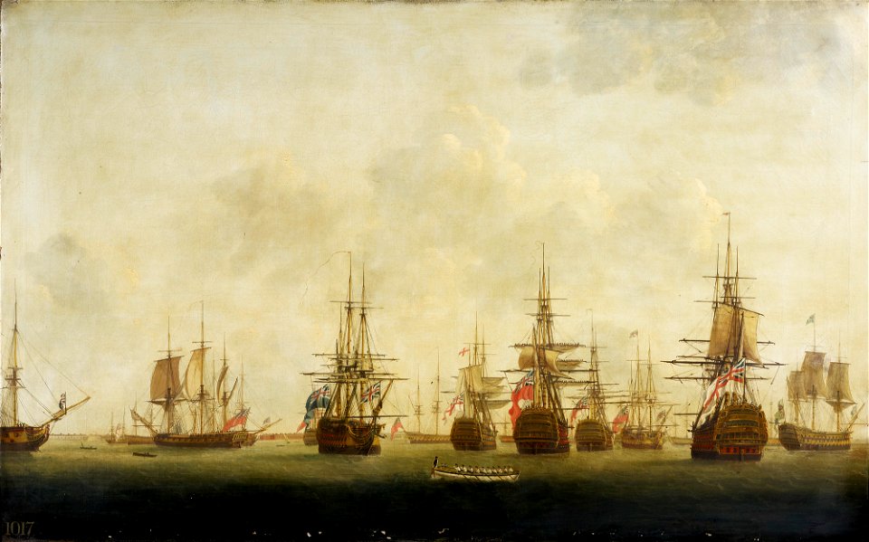 Thomas Elliot (c. 1770-1800) - A View of Part of the British fleet at Spithead - RCIN 405171 - Royal Collection