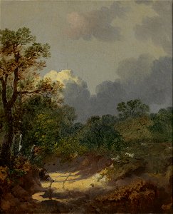 Thomas Gainsborough - Boomachtig landschap met een rustende herder bij een zonnig pad en schapen - 4475 - Rijksmuseum Twenthe