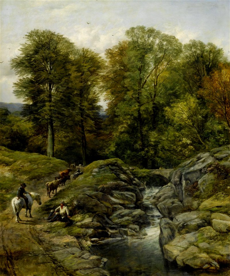 Thomas Creswick - Shepherds next to a brook