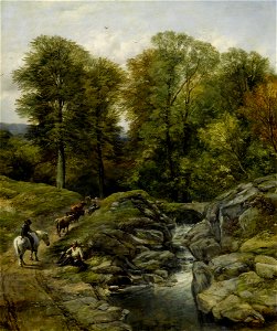 Thomas Creswick - Shepherds next to a brook
