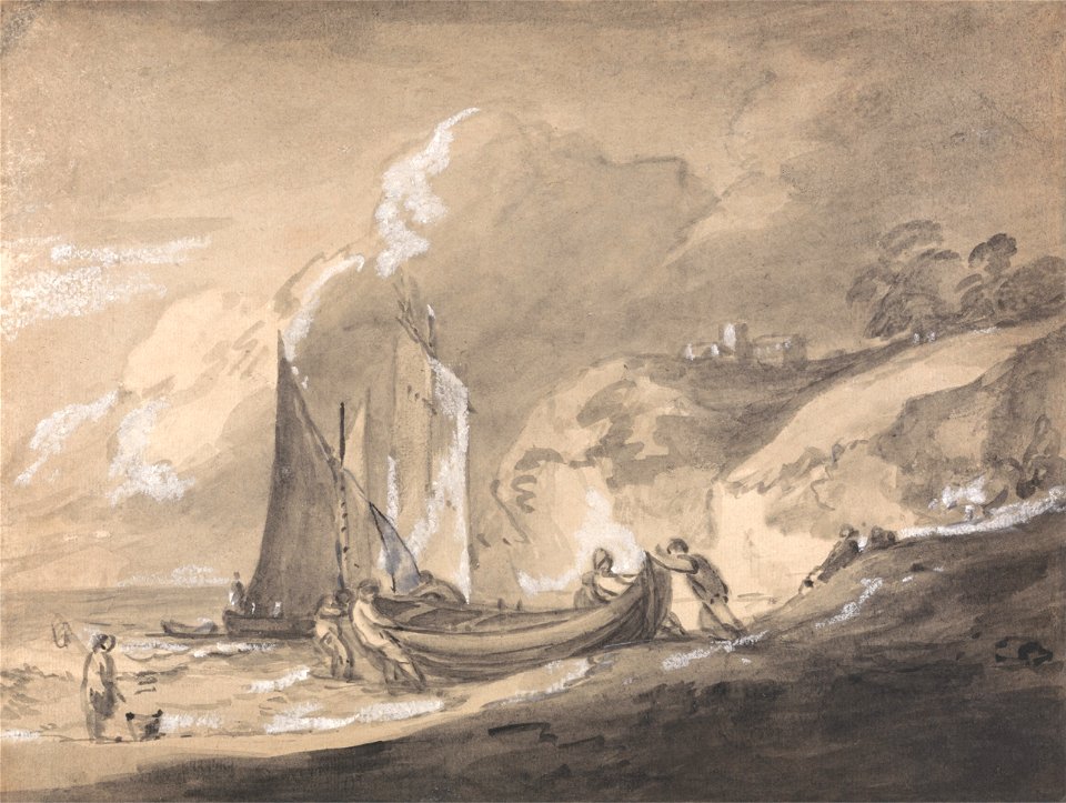 Thomas Gainsborough - Coastal Scene with Figures and Boats - Google Art Project