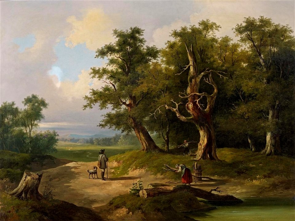 Thomas Ender - Landschaft mit Wanderern und Reisigsammlern