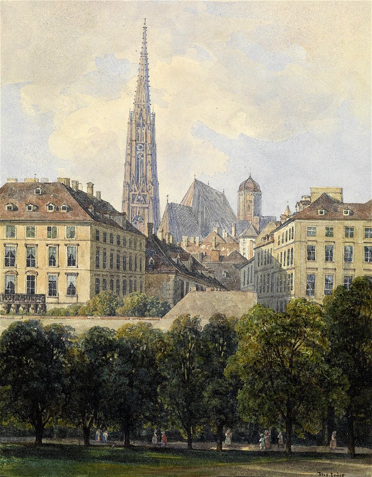 Thomas Ender Blick auf den Stephansdom vom Glacis aus
