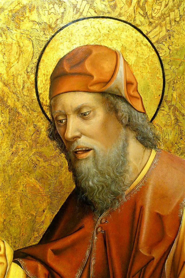 Thomas from St. Mark and St. Thomas, by Fernando Gallego, 1480-1488, predella, oil on panel - University of Arizona Museum of Art - University of Arizona - Tucson, AZ - DSC08304