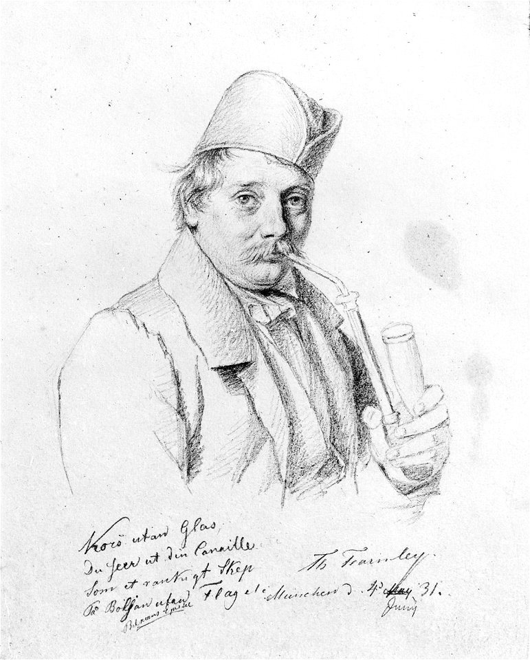 Thomas Fearnley - Selvportrett med pipe - Norsk portrettarkiv - Riksantikvaren - F000390 (cropped)