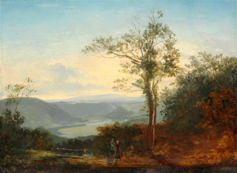 Thomas Fearnley - Bakket landskab med en flod, der snor sig gennem dalen (1834)
