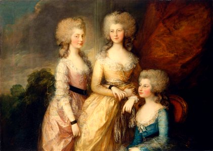 Thomas Gainsborough (1727-88) - The Three Eldest Princesses, Charlotte, Princess Royal (1766-1828), Augusta (1768-1840) and Elizabeth (1770-1840) - RCIN 400206 - Royal Collection. Free illustration for personal and commercial use.