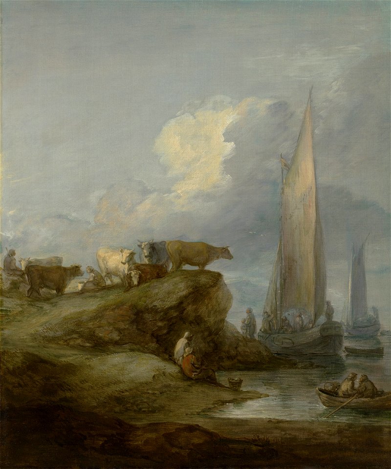 Thomas Gainsborough - Coastal Scene with Shipping and Cattle - BF.1985.17 - Museum of Fine Arts