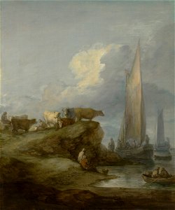 Thomas Gainsborough - Coastal Scene with Shipping and Cattle - BF.1985.17 - Museum of Fine Arts