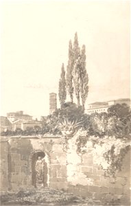 Thomas Girtin - In the Farnese Gardens, Rome - Google Art Project