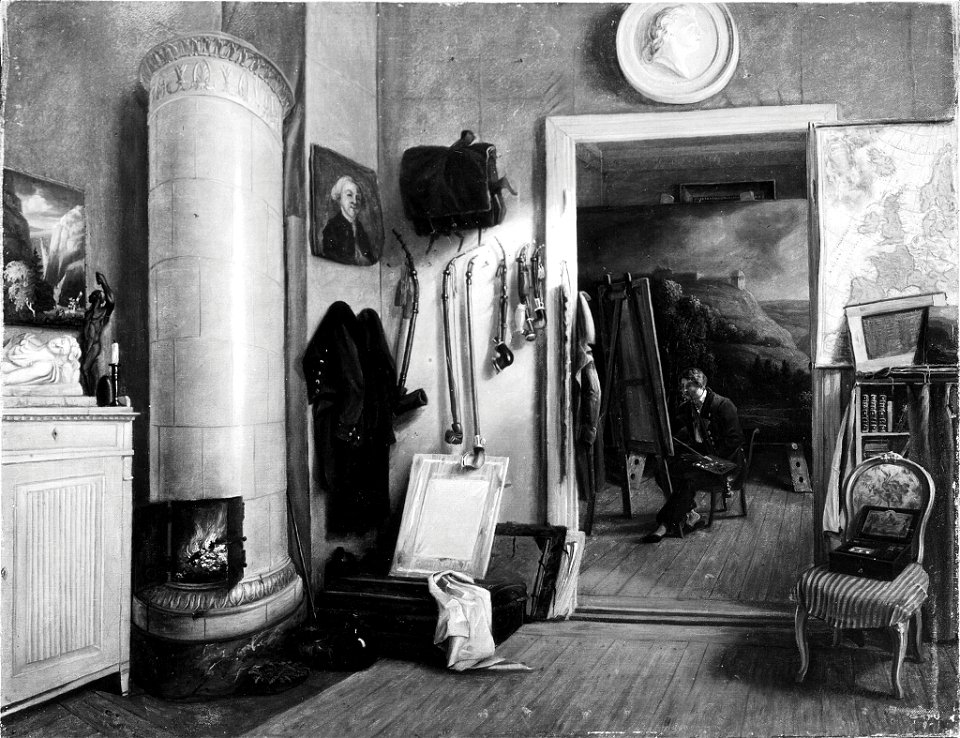 Thomas Fearnley - Fearnley in his studio - Fearnley i sitt atelier - Norsk portrettarkiv - Riksantikvaren - F000389