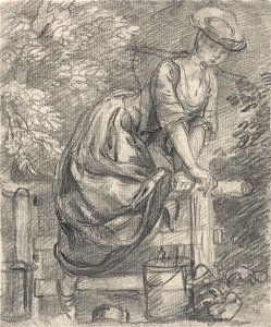 Thomas Gainsborough - A Milkmaid Climbing a Stile - Google Art Project