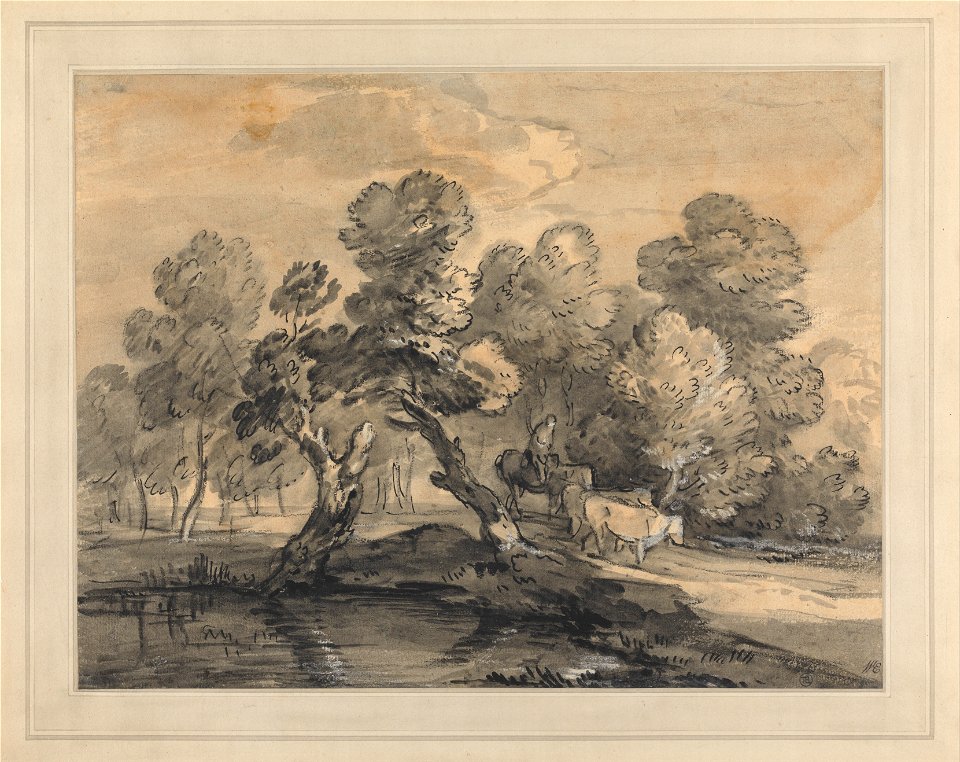 Thomas Gainsborough - Wooded Landscape with Herdsman and Cows - Google Art Project