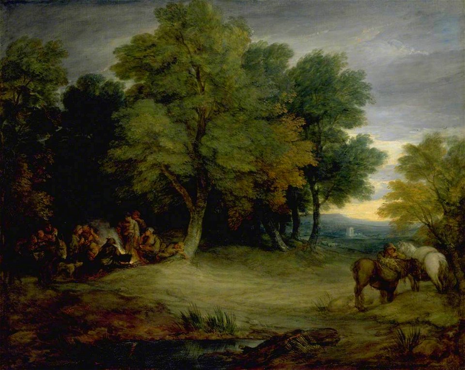Thomas Gainsborough (1727-1788) - Gypsy Encampment, Sunset - N05803 - National Gallery