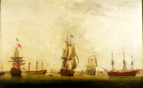 Thomas Elliot (c. 1770-1800) - A View of Part of the British Fleet at Portsmouth - RCIN 405170 - Royal Collection