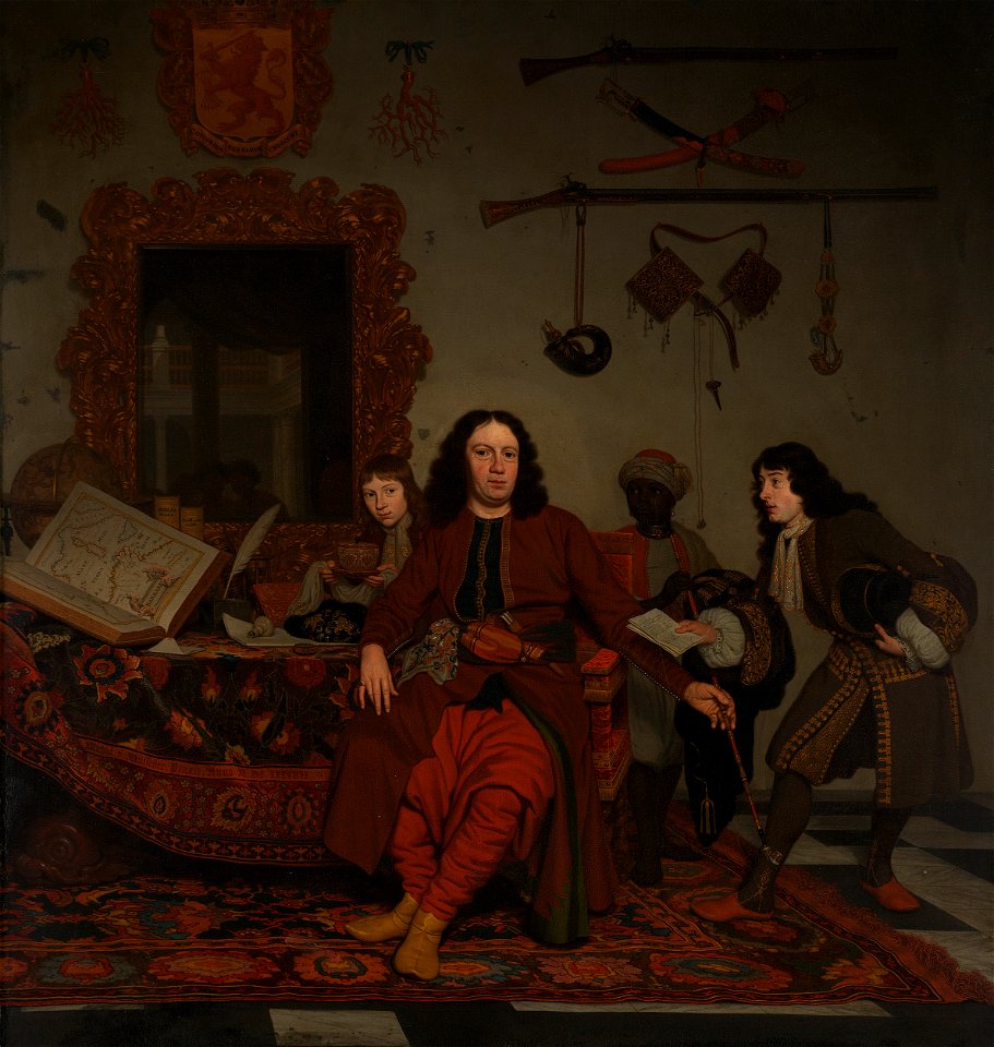 Thomas Hees met zijn neven Jan en Andries Hees en een bediende Rijksmuseum SK-C-1215