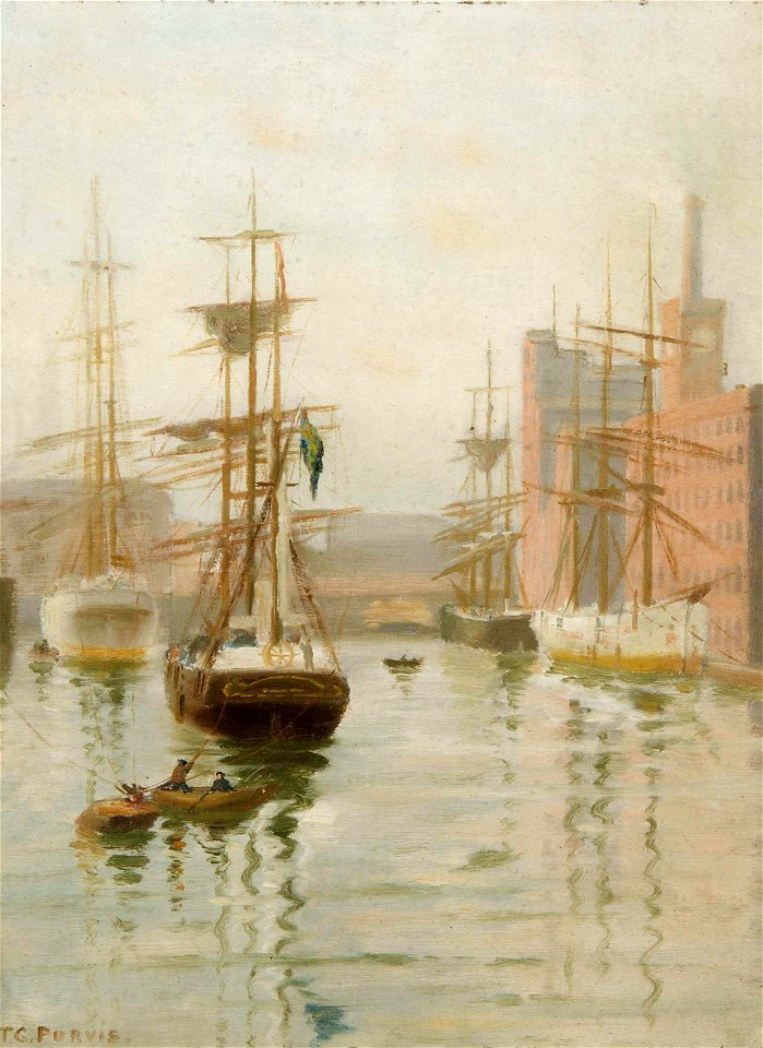 Thomas G. Purvis - Tall Ships in a Dock