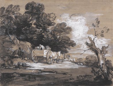 Thomas Gainsborough - Wooded Landscape with Country Cart and Figures - Google Art Project