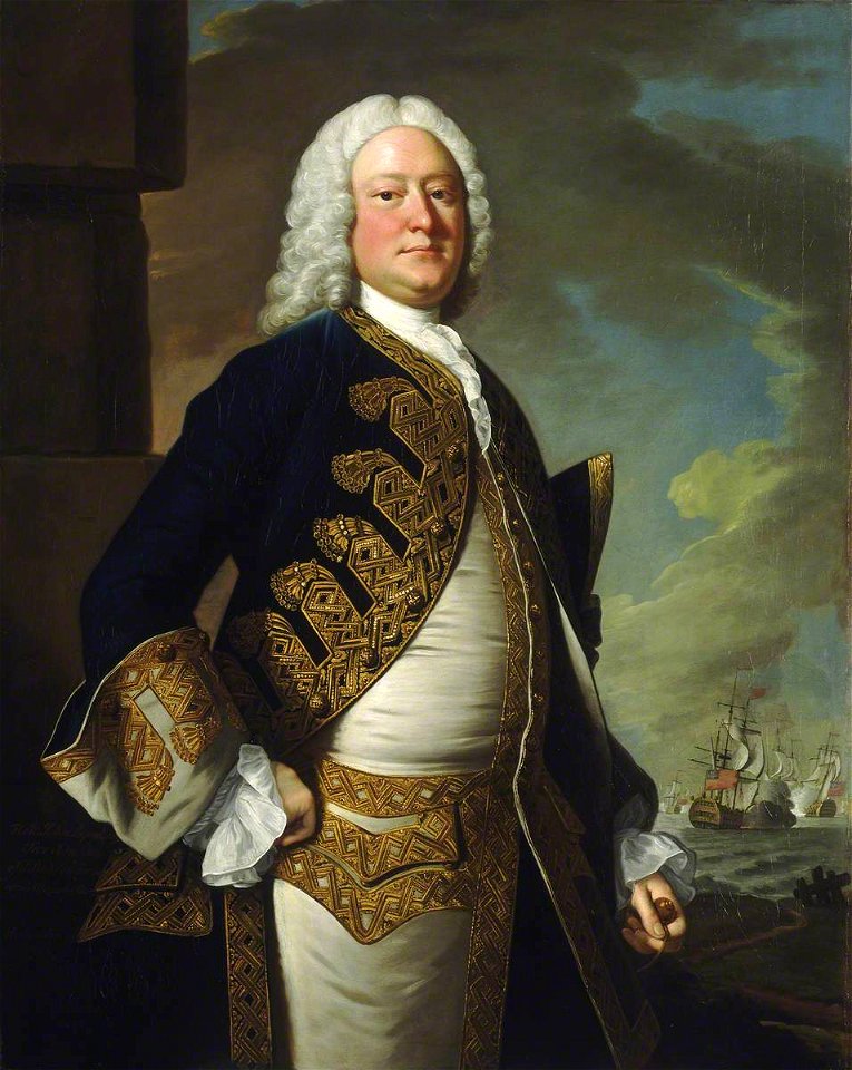 Thomas Hudson (1701-1779) - Admiral John Byng (1704–57), Admiral of the Blue - BHC2590 - Royal Museums Greenwich