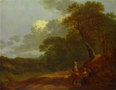 Thomas Gainsborough - Wooded Landscape with a Man Talking to Two Seated Women - Google Art Project