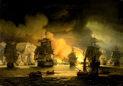 Thomas Luny - The bombardement of Algiers. Free illustration for personal and commercial use.