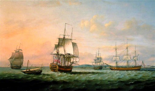 Thomas Luny (1759-1837) - The East Indiaman 'York' and Other Vessels - BHC3735 - Royal Museums Greenwich