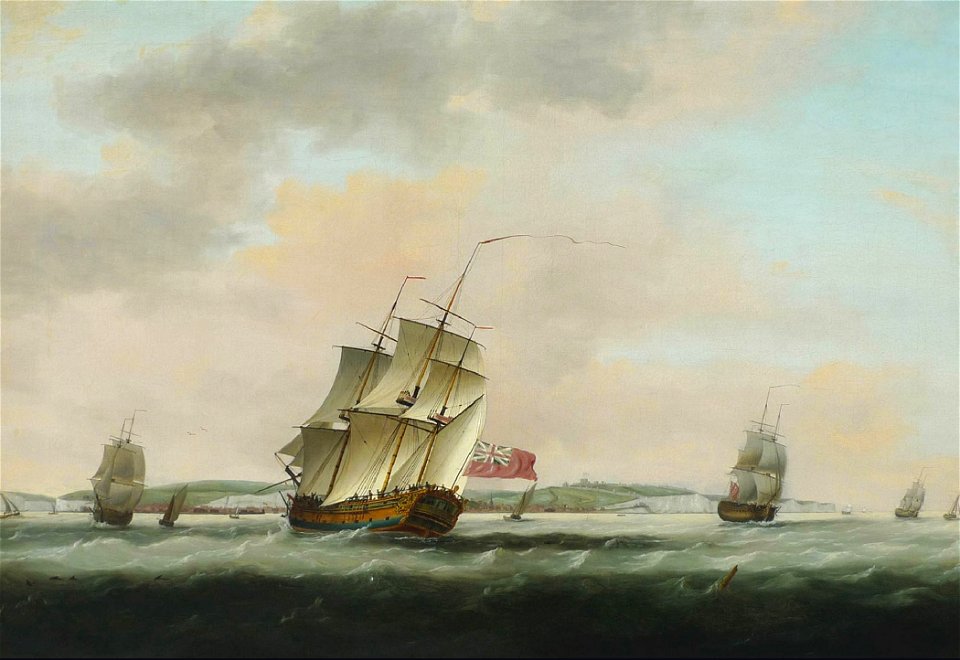 Thomas Luny - Shipping off Dover. Free illustration for personal and commercial use.