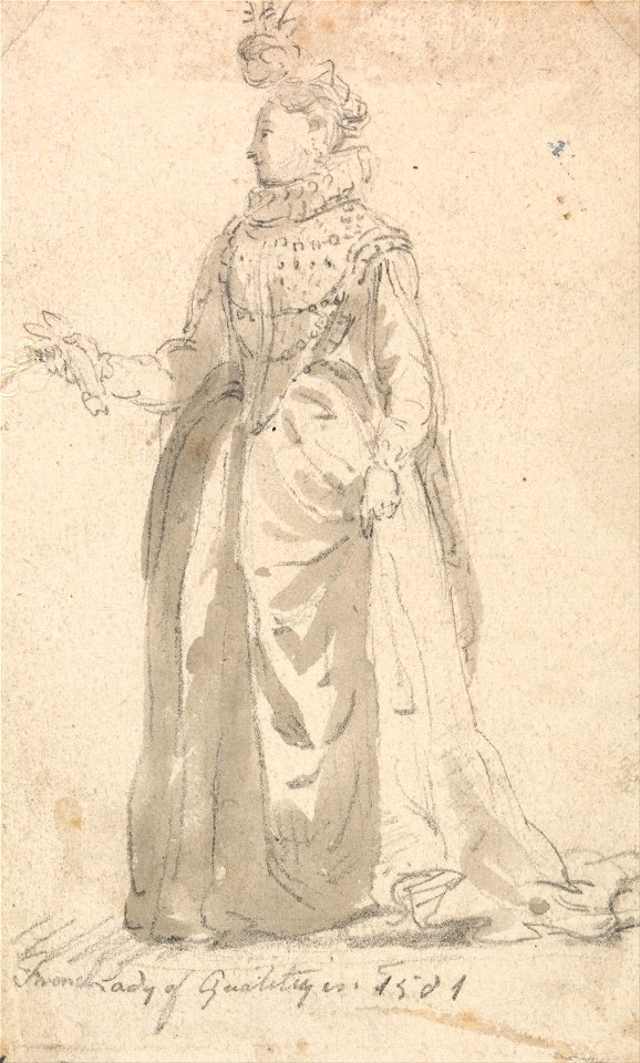 Thomas Girtin - Figure Costume Study- French Lady of Quality in 1501 - Google Art Project