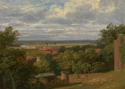 Thomas Hofland - Greenwich Hospital from the Observatory with a Distant View of London - Google Art Project