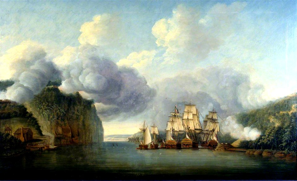 Thomas Mitchell (1735-1790) - Forcing a Passage of the Hudson River, 9 October 1776 - BHC0420 - Royal Museums Greenwich