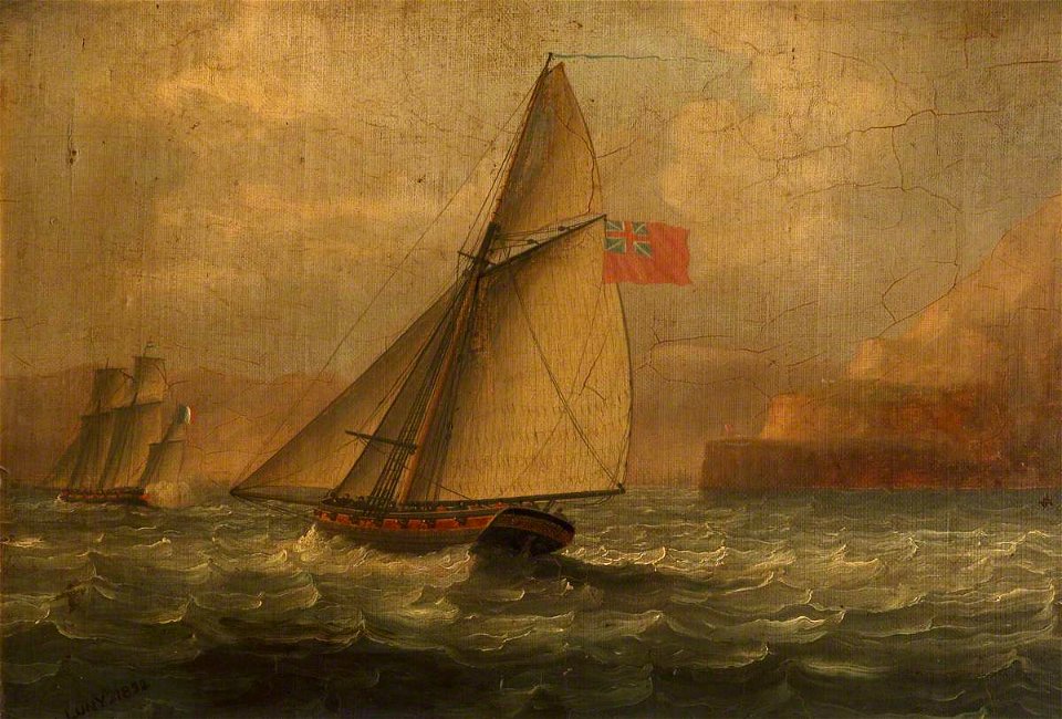 Thomas Luny (1759-1837) - A Cutter Chasing a French Lugger - BHC1132 - Royal Museums Greenwich
