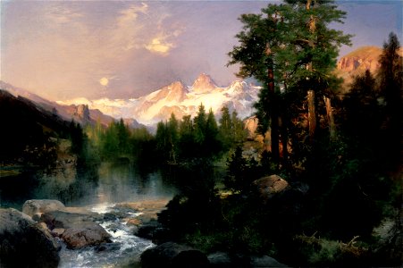 Thomas Moran - The Three Tetons. Free illustration for personal and commercial use.