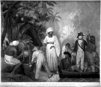 Thomas Gosse, Transplanting of the bread-fruit trees from Otaheite, 1796, NLNZ