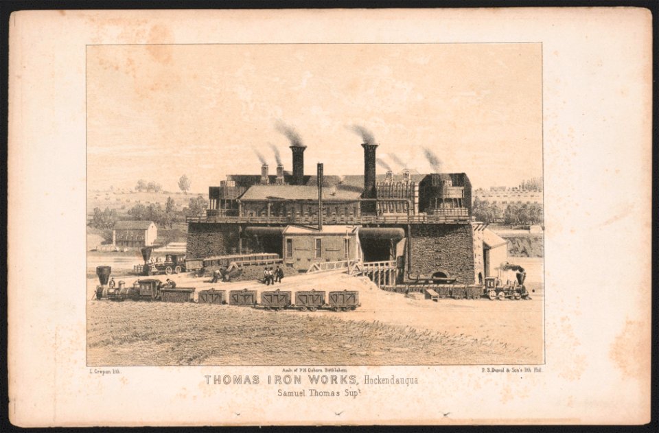 Thomas Iron Works, Hockendauqua. Samuel Thomas Supt. - L. Crepon lith. ; Amb. of P.H. (i.e., H.P.) Osborn Bethlehem ; P.S. Duval & Son's Lith. Phil. LCCN2014648360