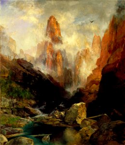 Thomas Moran - Mist in Kanab Canyon, Utah. Free illustration for personal and commercial use.