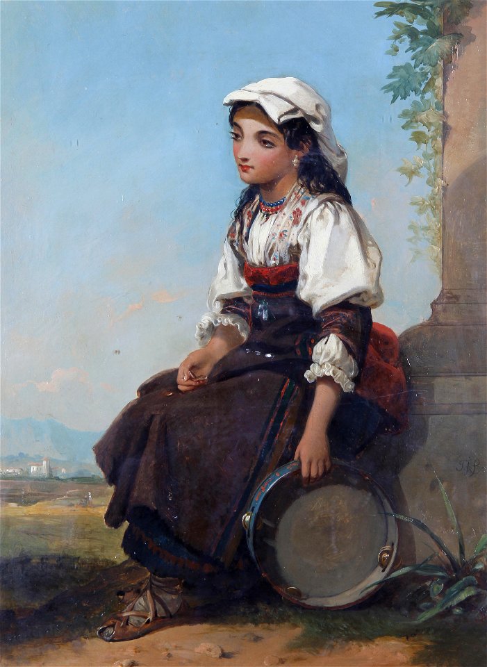 Thomas Jones Barker - The Italian Tambourine Girl