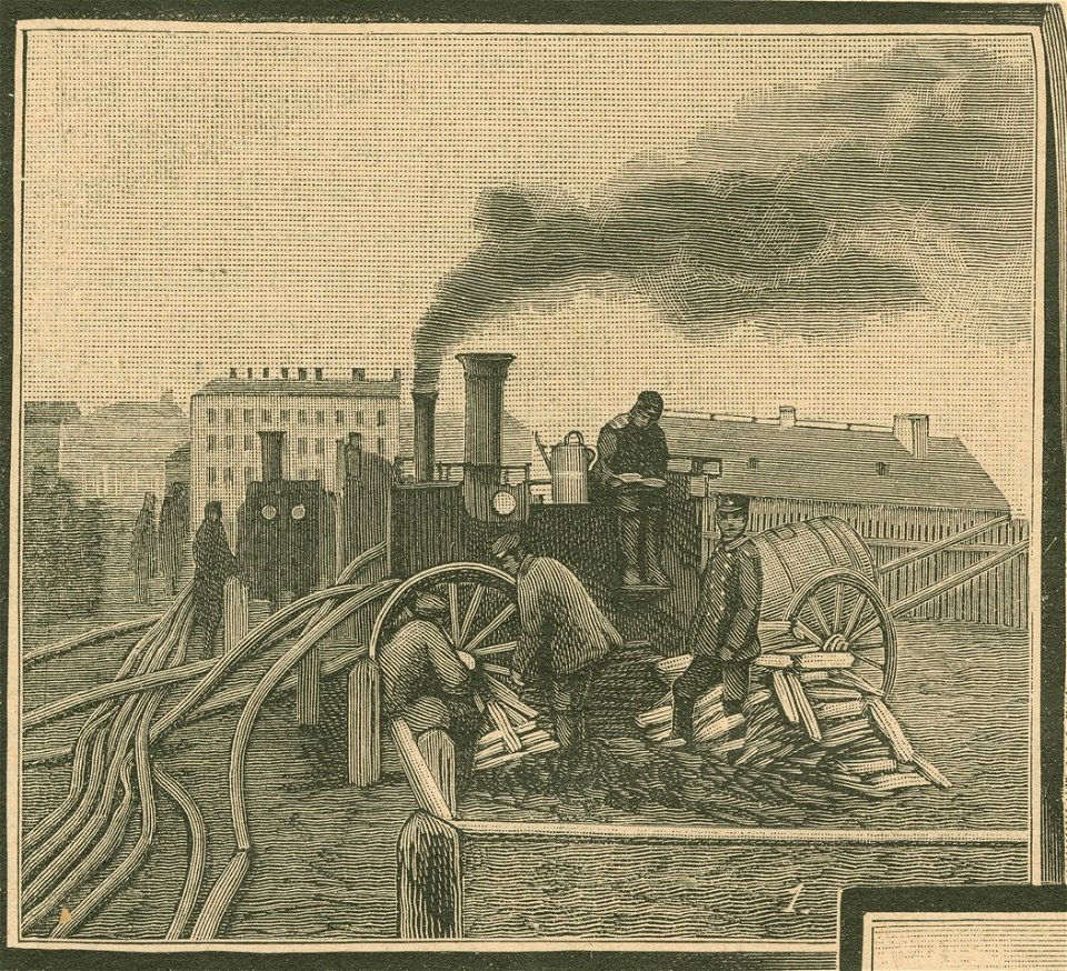 Wylew Wisły ... 1 Trzy pompy parowe na Tamce Rysował z natury J. A. Austen Ryt. S. Antoszewicz (77862)