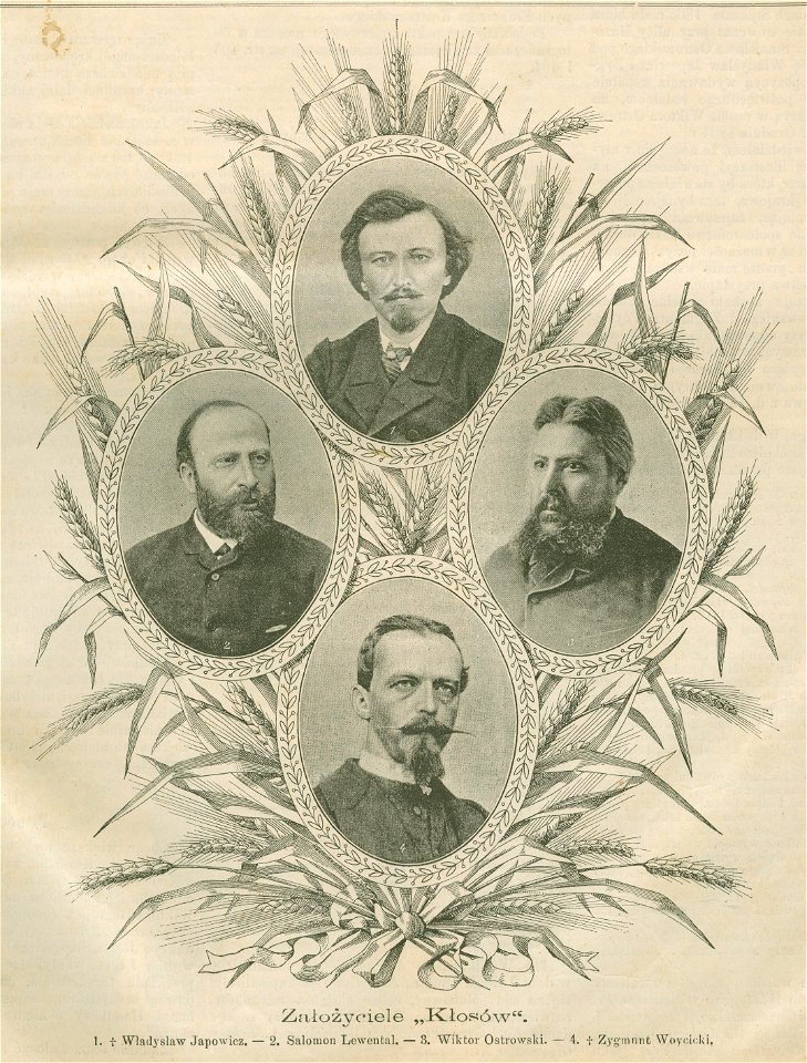Założyciele Kłosów 1 Władysław Japowicz 2 Salomon Lewental 3 Wiktor Ostrowski 4 Zygmunt Woycicki właśc. Wóycicki (78067)