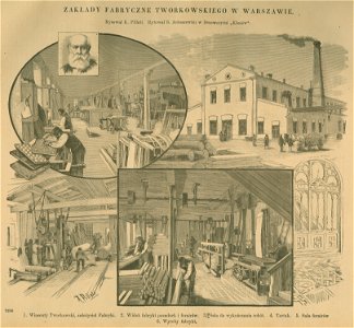Zakłady fabryczne Tworkowskiego w Warszawie Rysował K. Pillati Rytował S. Antoszewicz w Drzeworytni Kłosów (77148)